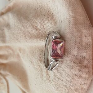 Sterling silver pink topaz ring